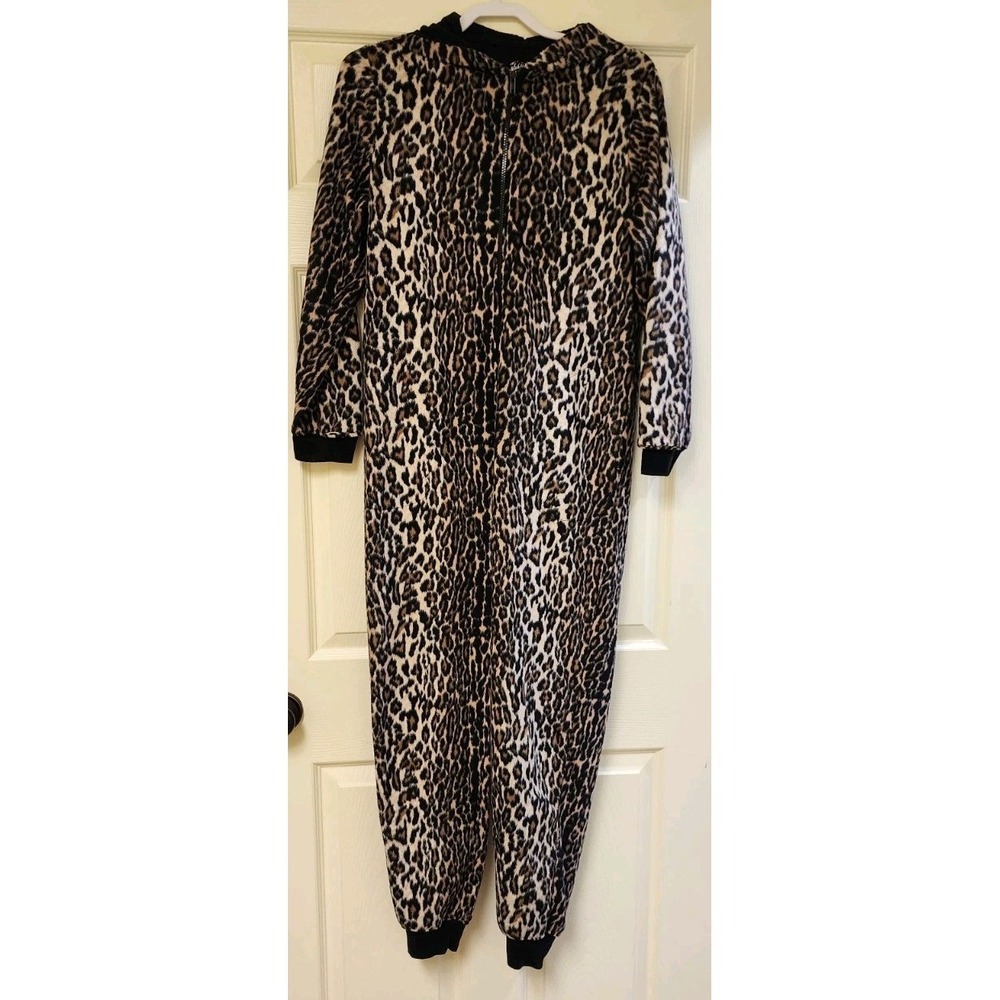 Womens Nick & Nora Cheeta, Cat Pajamas, Hooded One Piece - Size Medium
